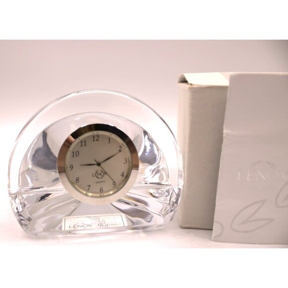 NEW LENOX Ovations Applause Crystal Desk Clock 3x3" With Box New Battery - Picture 3 of 9